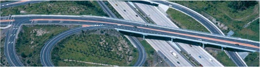 completed road project, aerial view